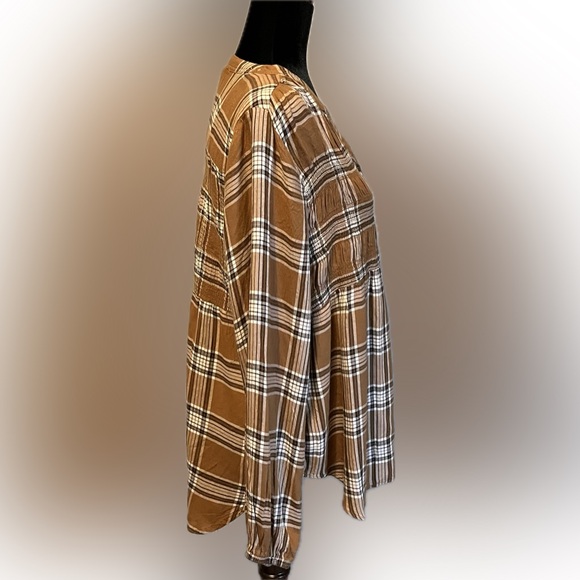 Westbound Brown Tartan Plaid Button Front Top size XL - Picture 2 of 12